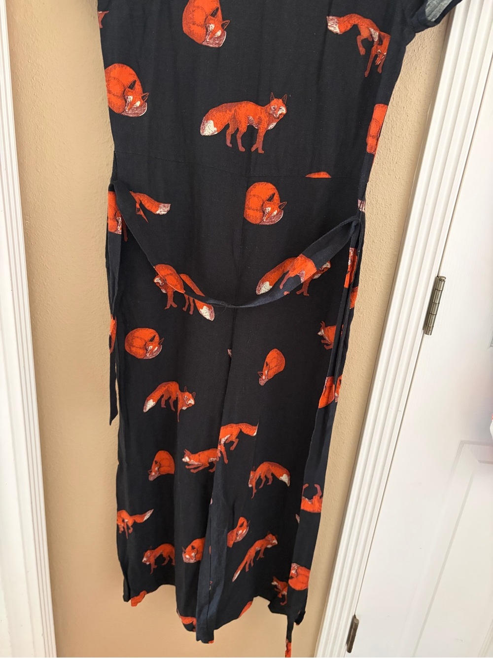 Mod Cloth Fox Print Linen Women’s Pantsuit Tie String Waist S - Picture 2 of 15